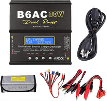 Load image into Gallery viewer, Lipo Battery Charger Dual AC/DC Balance Charger Discharger 1-6S LiPo Li-ion NiMH NiCD Li-Fe PB Battery with Tamiya XT60 10 in 1 Deans Connector - Hobby Shop