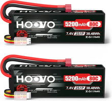 Load image into Gallery viewer, 2S 7.4V 5200mAh 80C RC LiPo Battery Hard Case with Deans Connector for RC Buggy Vehicles Car Boat Truck (2 Pack) - Hobby Shop