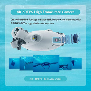 4K60FPS Underwater Drone with AI Vision Lock, QYSEA 360° Omnidirectional Movement Underwater ROV with Depth Hold, Portable Robot with VR Control, 166° UWA, App Control (330ft Dive) - Hobby Shop