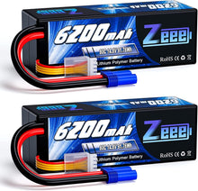 Load image into Gallery viewer, 4S Lipo Battery 6200mAh 14.8V 80C Hard Case Battery with EC5 Connector for Car Truck Tank RC Buggy Truggy Racing Hobby(2 Packs) - Hobby Shop