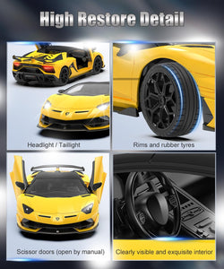 1:14 Scale Lamborghini SVJ Toy Car Officially Licensed 15 KM/H RC Cars with LED Light, 2.4Ghz Model Car