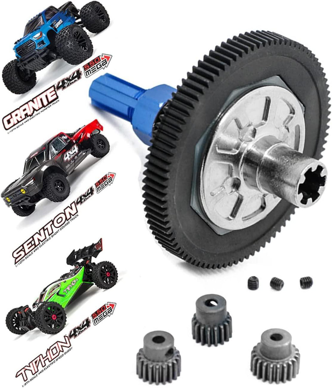 1/10 Arrma Granite 4X4 550,Senton 4X4 550,Typhon 4X4 550,91T Spur Gear Slipper Clutch Set & 21T 19T 17T Pinions Gear Set,(Full Metal 91T 48dp) Replaces ARA311030,Navy Blue - Hobby Shop