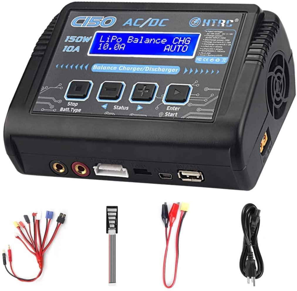 Lipo Battery Charger, 1-6S Balance Charger Discharge 150W 10A AC/DC for Li-Po Li-Hv Li-Ion Li-Fe NiMH NiCd Pb Hobby Battery Charger with Deans/Tamiya/JST/EC3/HiTec Connectors Cable Power Supply1 - Hobby Shop