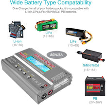 Load image into Gallery viewer, Lipo Charger HB6 RC Battery Balance Charger Lipo Battery Charger Discharger for LiPo/Li-ion/Life Battery(1-6s) NiMH/NiCd (1-15s) RC Hobby Battery Balance Charger 80W 6A - Hobby Shop