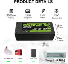 Load image into Gallery viewer, Ovonic Lipo Battery 5000mAh 100C 7.4V 2S RC Battery with Deans T Connector for RC Plane DJI Quadcopter RC Airplane RC Helicopter RC Car Truck Boat 2pcs - Hobby Shop