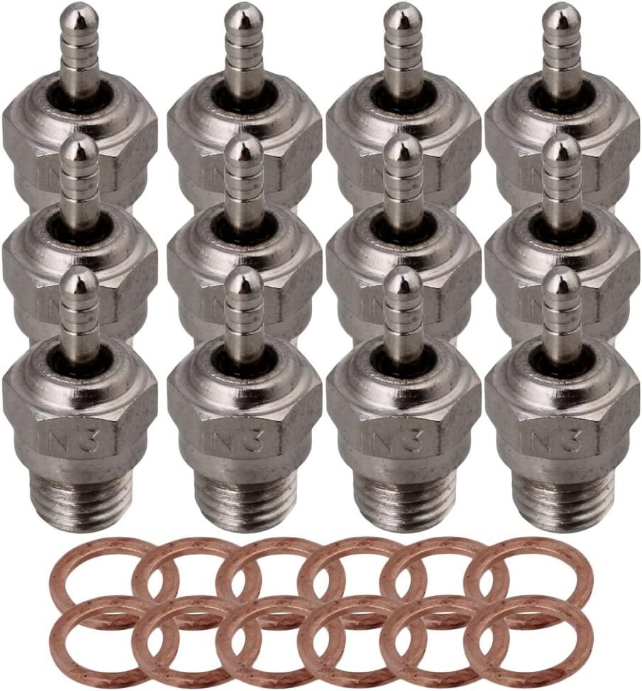 RC 1:8 1:10 70117 Stainless Steel Glow Spark Plug Replacement for HSP N3 15~28 Hot Nitro Engines Pack of 12 - Hobby Shop