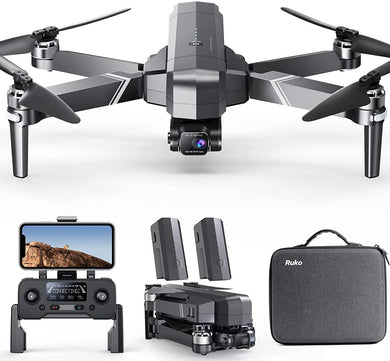 Ruko F11GIM2 Drones with Camera for Adults 4K, 9800ft Long Range Video Transmission, 3-Axis Gimbal, 56Mins Flight Time GPS Auto Return and Follow Me Quadcopter with 2 Batteries, Level 6 Wind Resistance - Hobby Shop