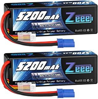 Zeee 11.1V 80C 5200mAh 3S Lipo Battery with EC5 Connector Hardcase Battery for RC Car Boat Truck Helicopter Airplane Racing Models(2 Packs) - Hobby Shop